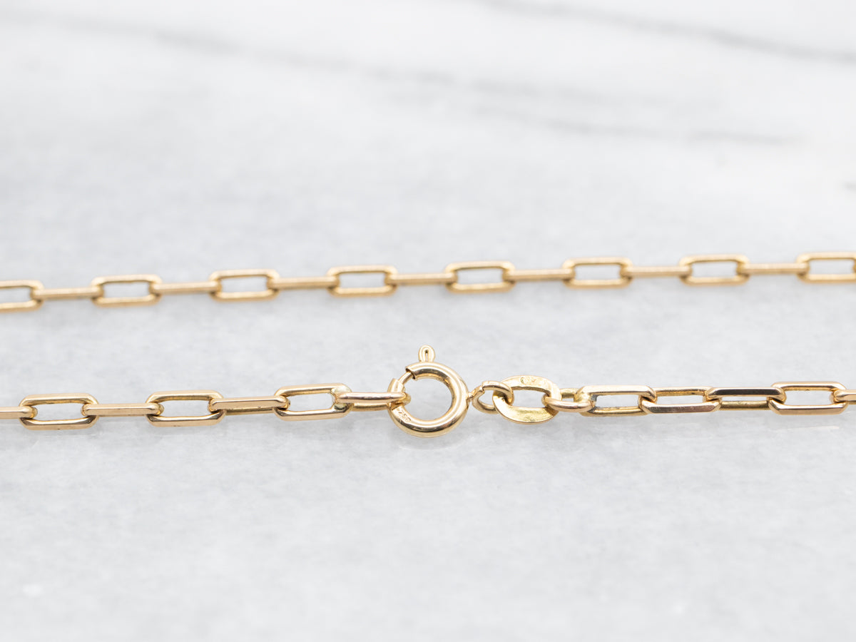 18K Yellow Gold Paperclip Chain with Spring Ring Clasp