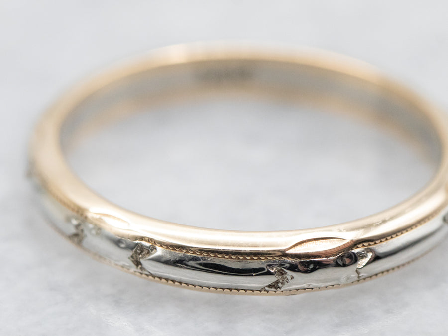 Two Tone Patterned Wedding Band