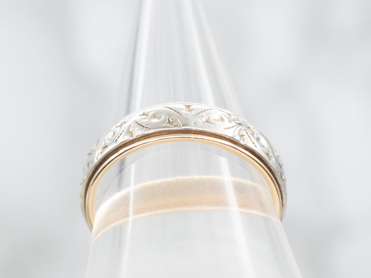 Two Tone Patterned Wedding Band