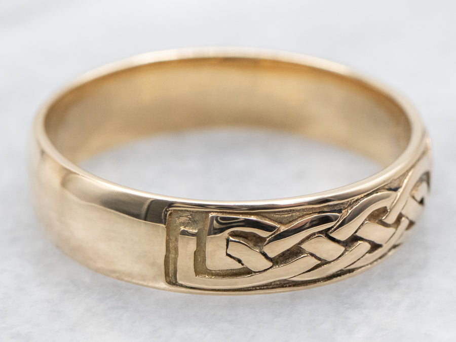 Yellow Gold Wedding Band with Celtic Knot Pattern