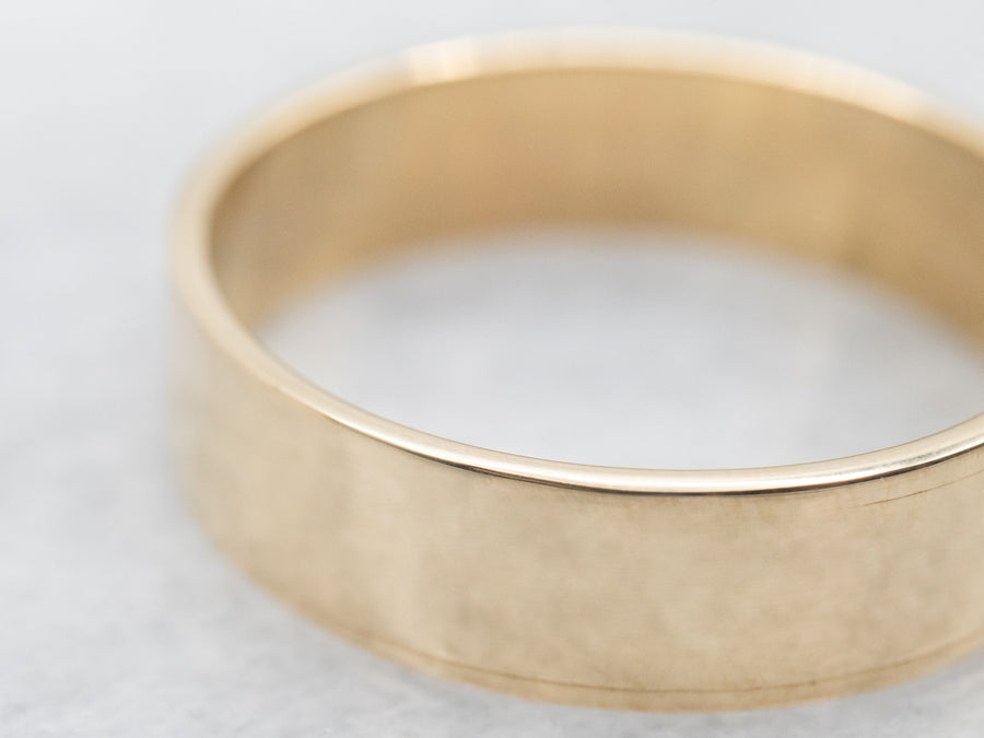 Yellow Gold Wedding Band with Grooved Edge