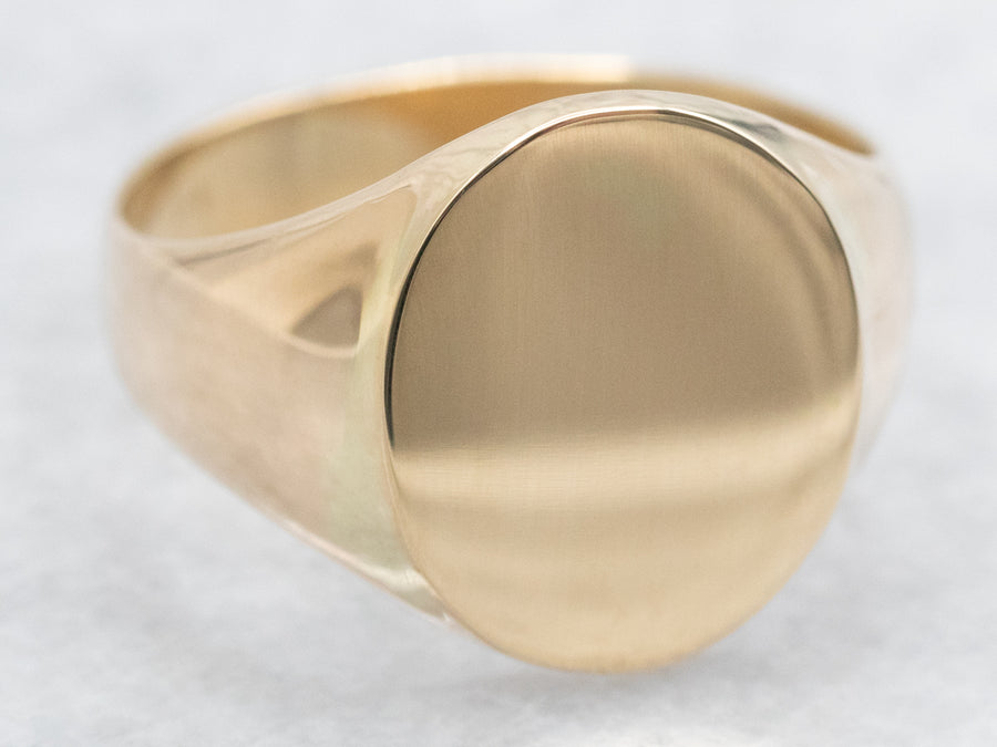 Yellow Gold Signet Ring with Oval Top