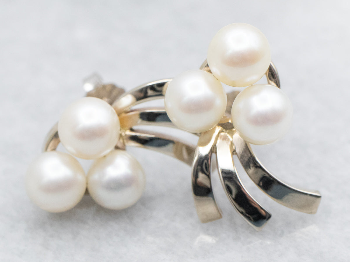 White Gold Pearl Stud Earrings