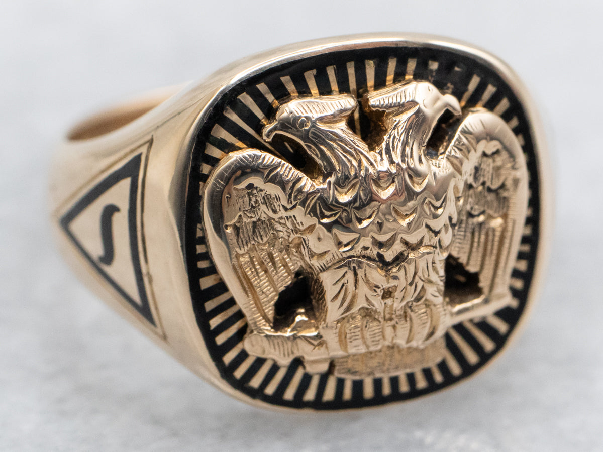 Black Enamel Masonic Ring