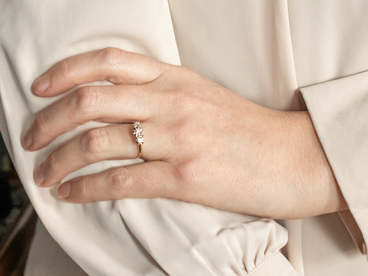 Retro Two Tone Diamond Engagement Ring