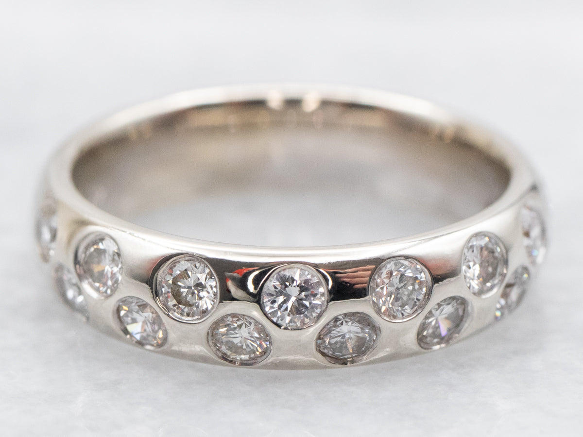 Modern Flush Set Double Row Diamond Band