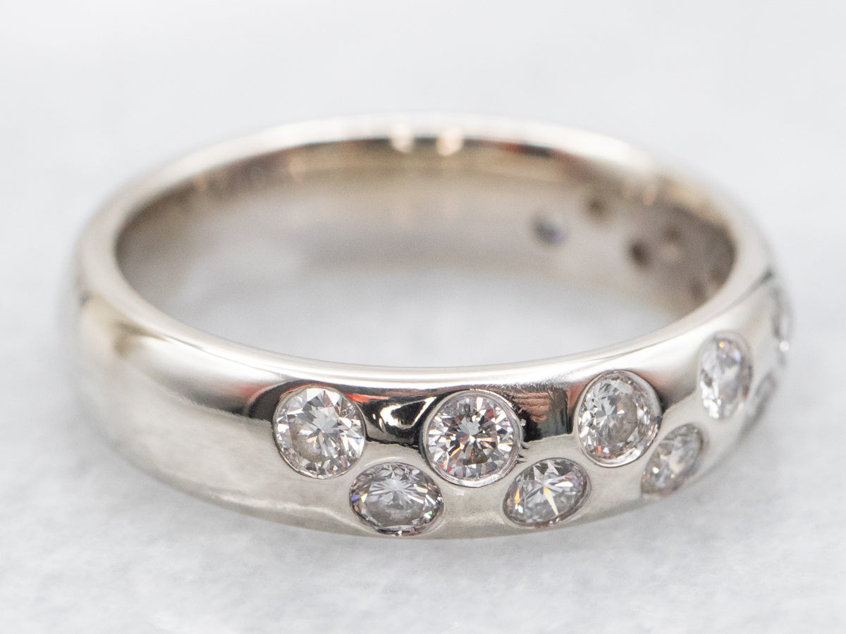 Modern Flush Set Double Row Diamond Band