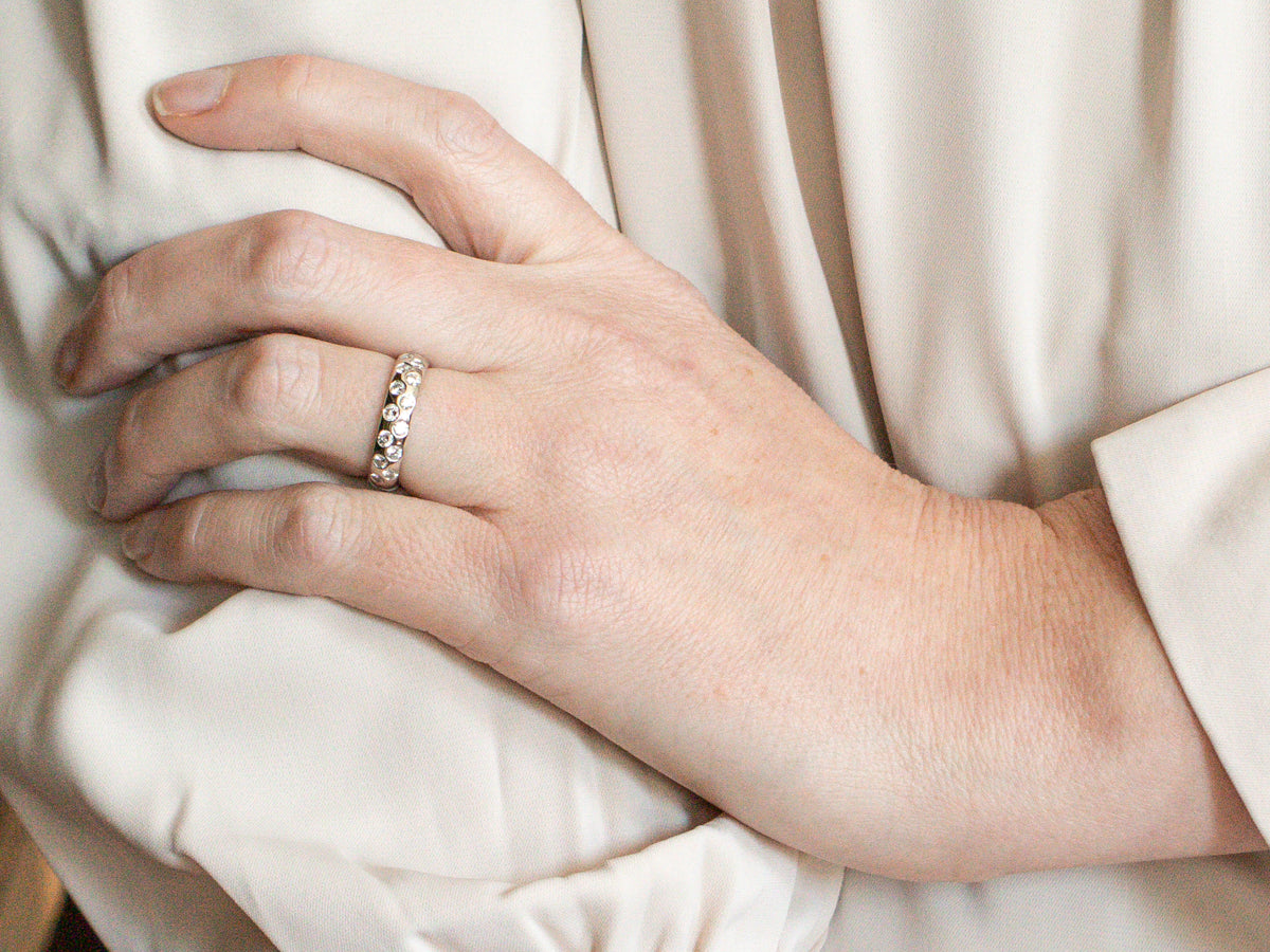 Modern Flush Set Double Row Diamond Band