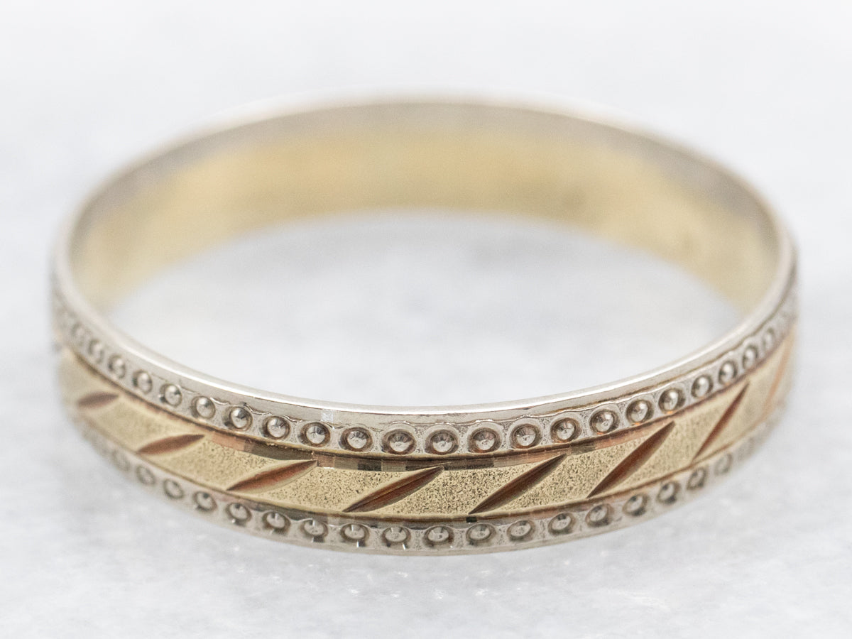 Two Tone Patterned Wedding Band