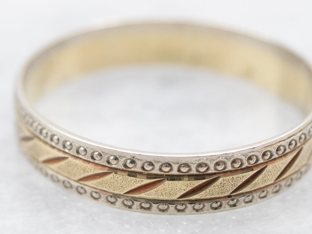 Two Tone Patterned Wedding Band