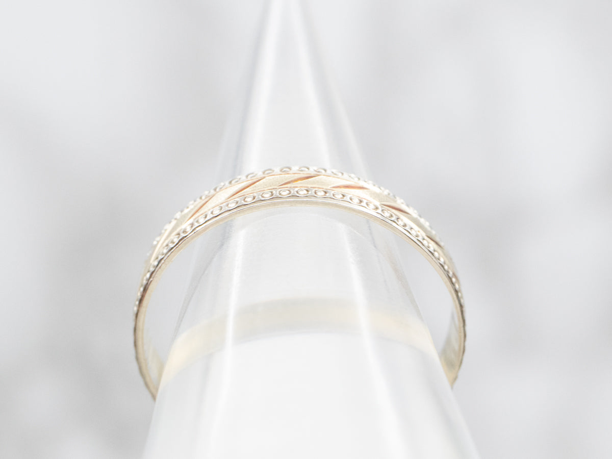 Two Tone Patterned Wedding Band
