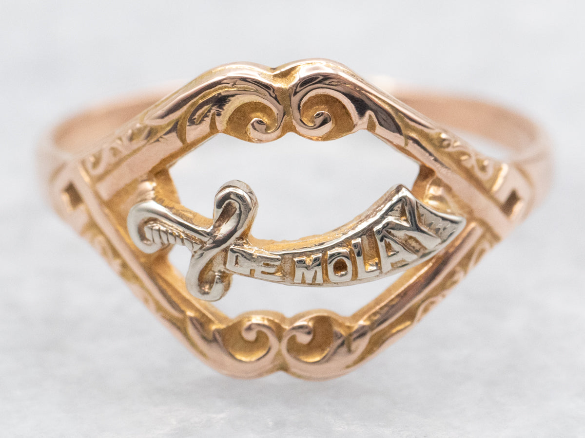 Vintage Two Tone "DE MOLAY" Ornate Sword Ring
