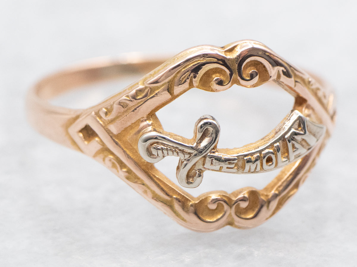 Anillo adornado de dos tonos