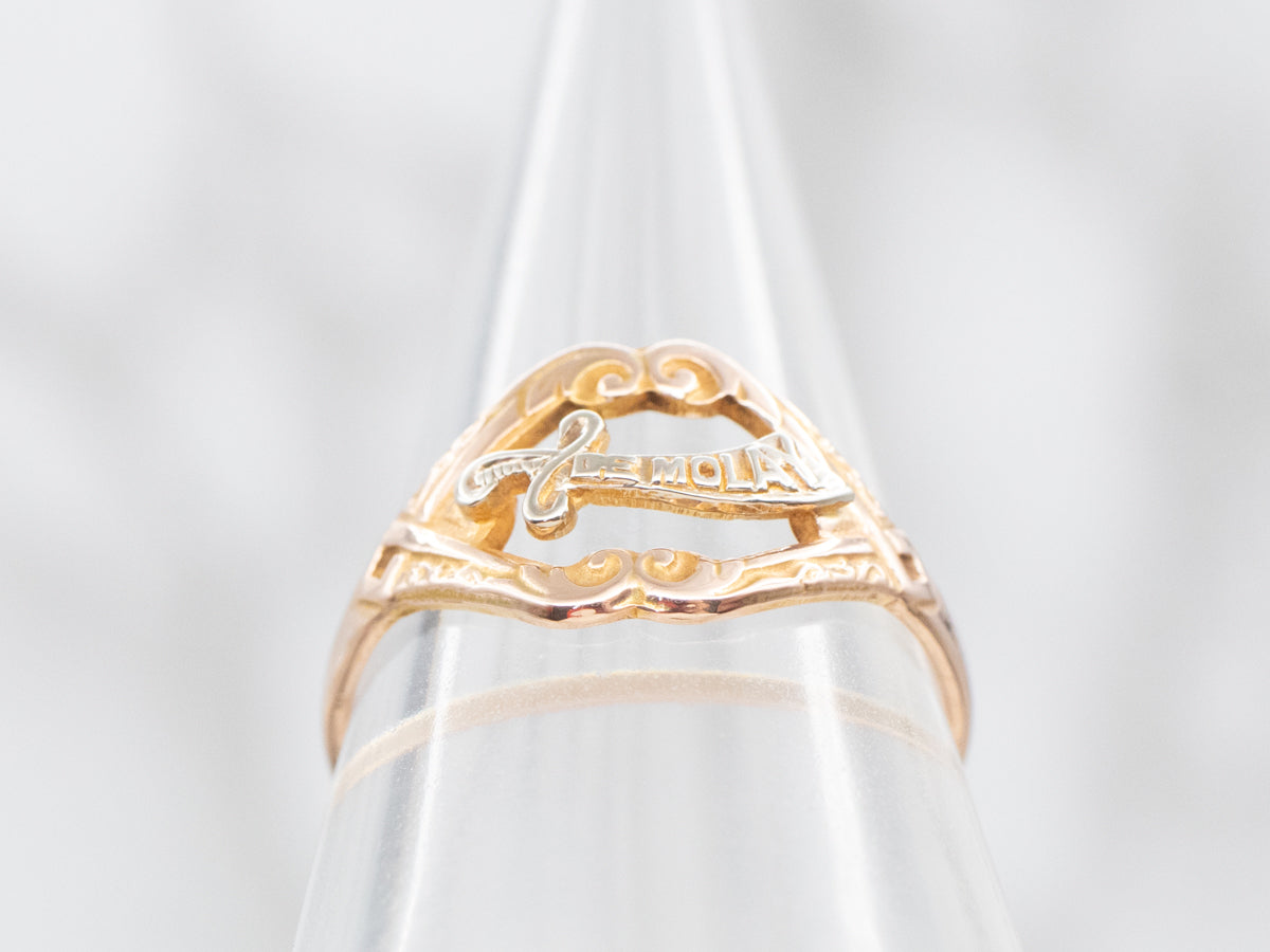 Anillo adornado de dos tonos