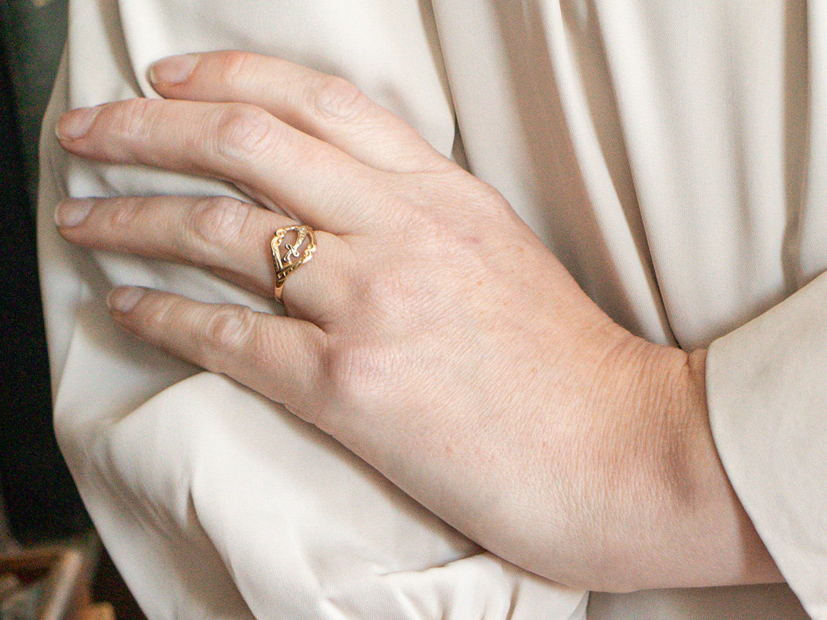 Anillo adornado de dos tonos