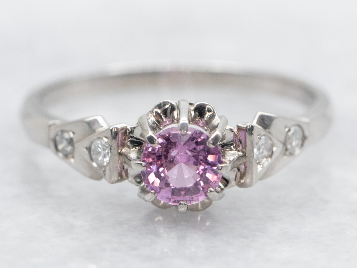 Modern Pink Sapphire and Diamond Ring
