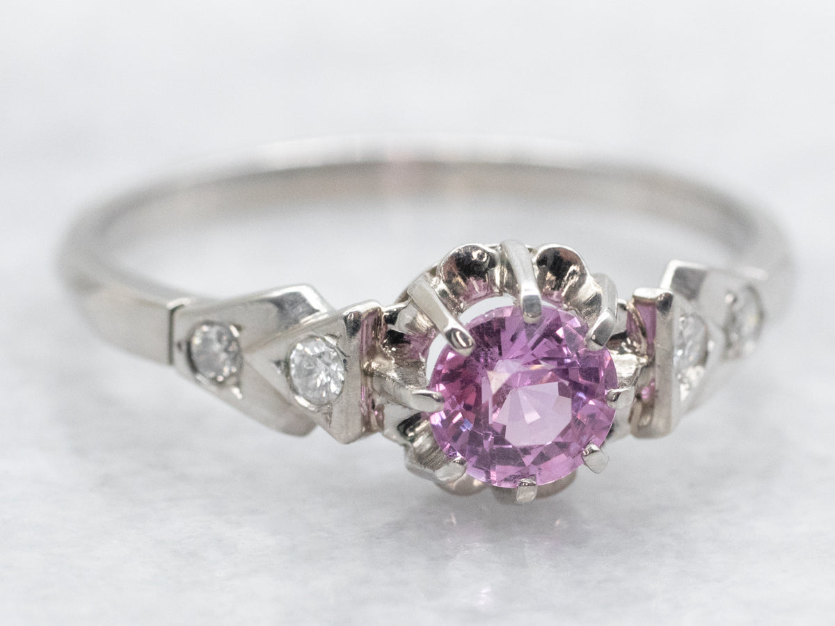 Modern Pink Sapphire and Diamond Ring