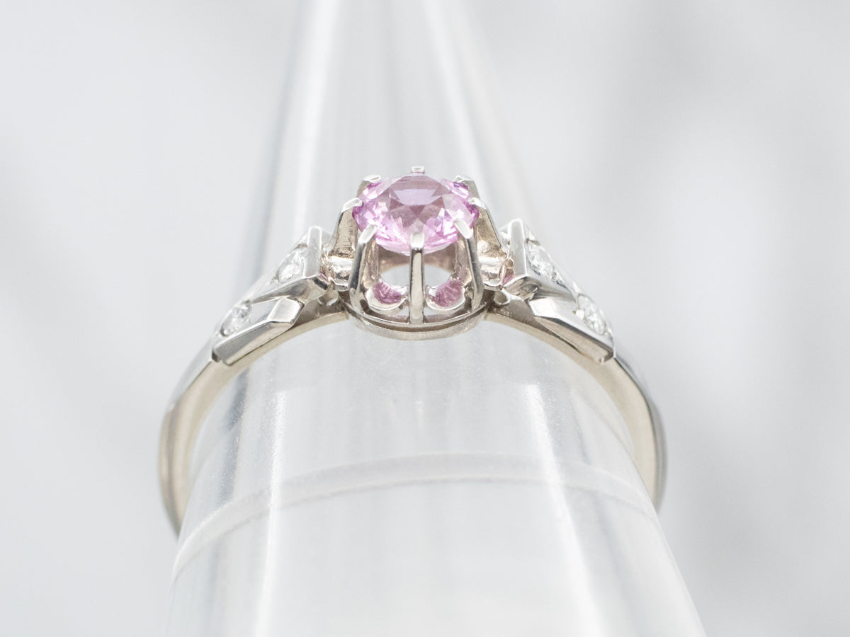 Modern Pink Sapphire and Diamond Ring