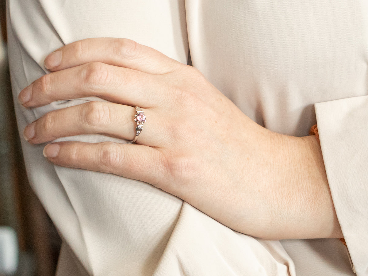 Modern Pink Sapphire and Diamond Ring