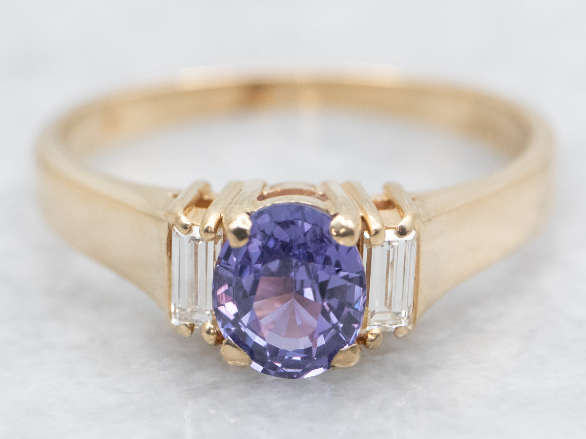 Purple Sapphire and Diamond Ring
