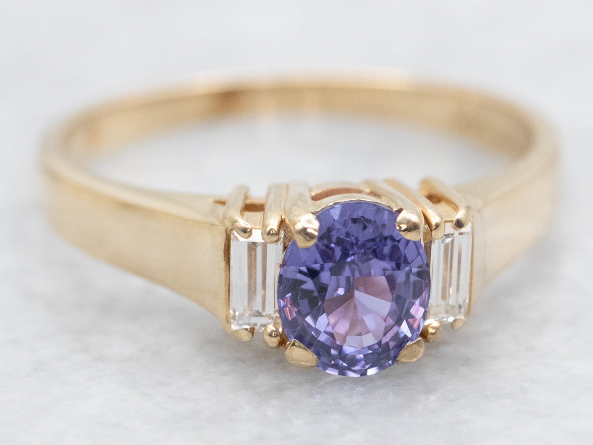 Purple Sapphire and Diamond Ring