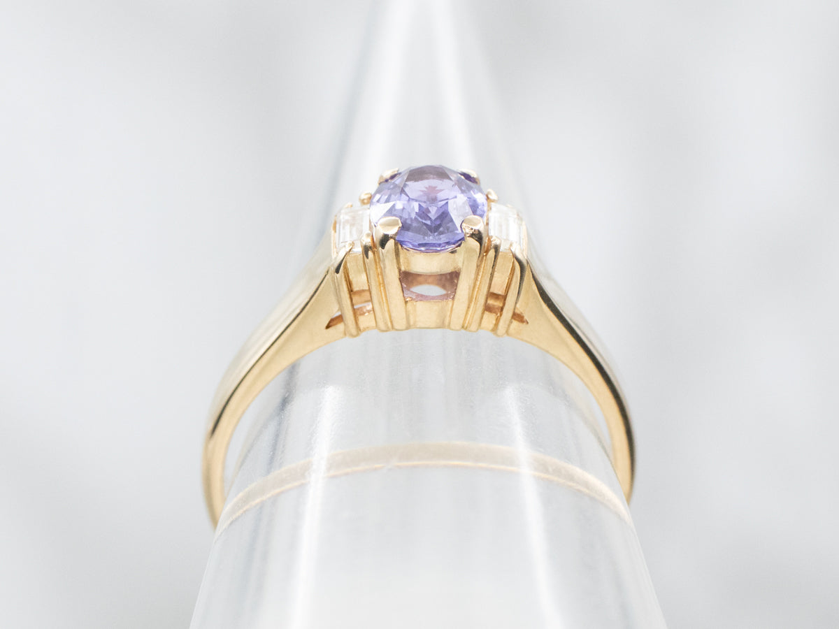 Purple Sapphire and Diamond Ring