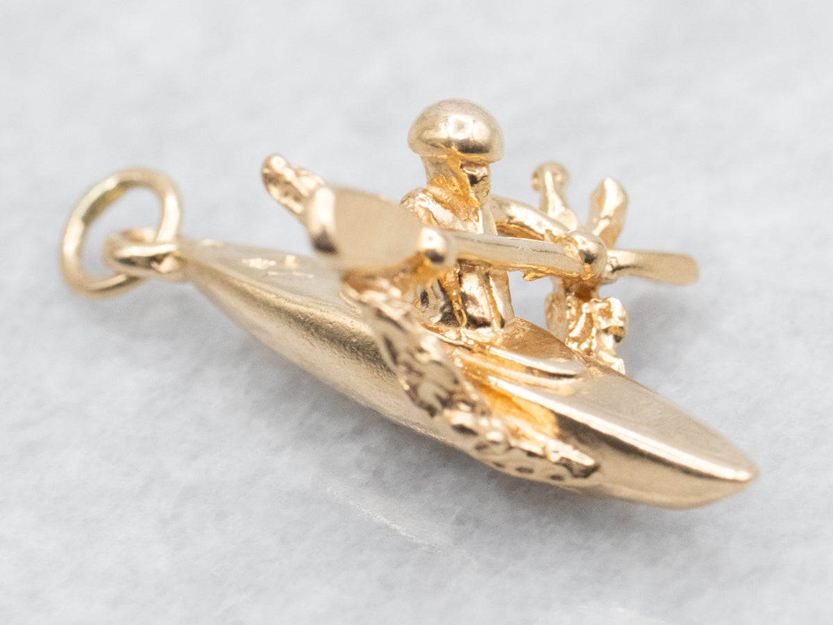 Yellow Gold Kayaker Charm