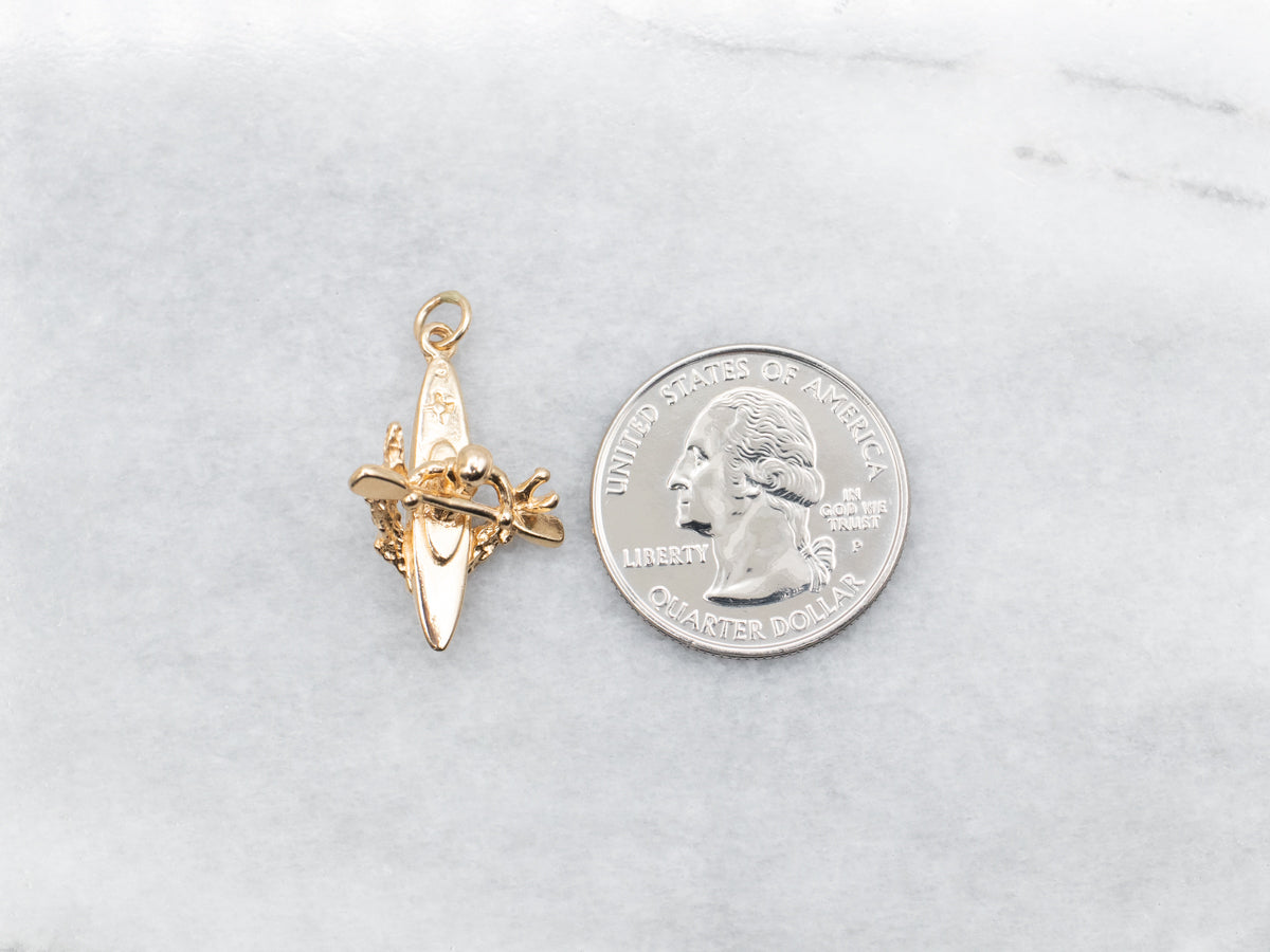 Yellow Gold Kayaker Charm