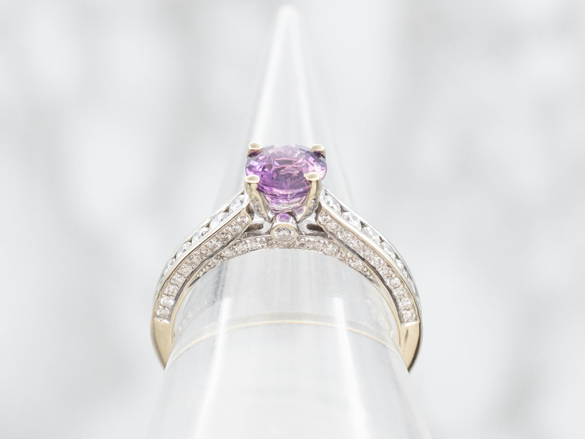 Pink Sapphire and Diamond Ring