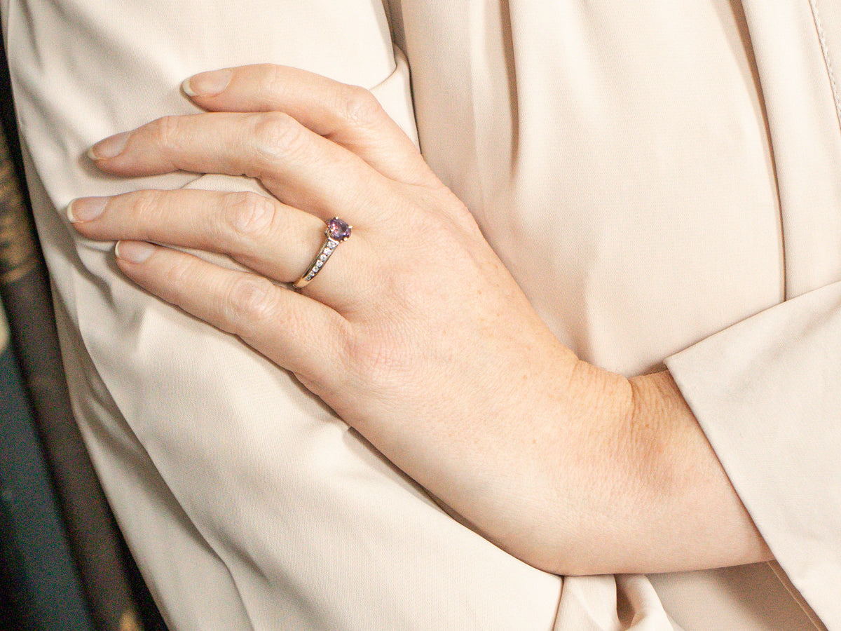 Pink Sapphire and Diamond Ring