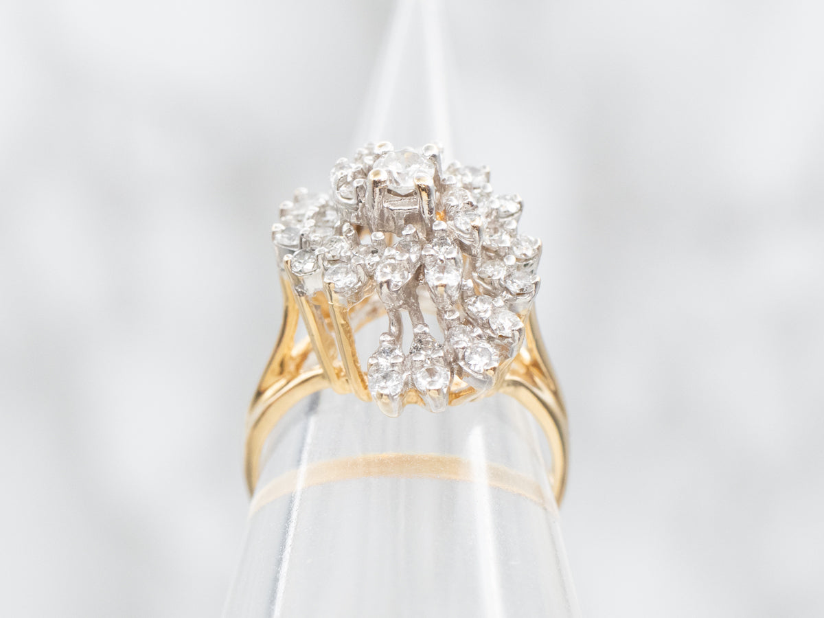 Spiraling Diamond Cluster Ring
