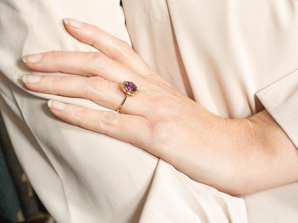Amethyst Solitaire Ring