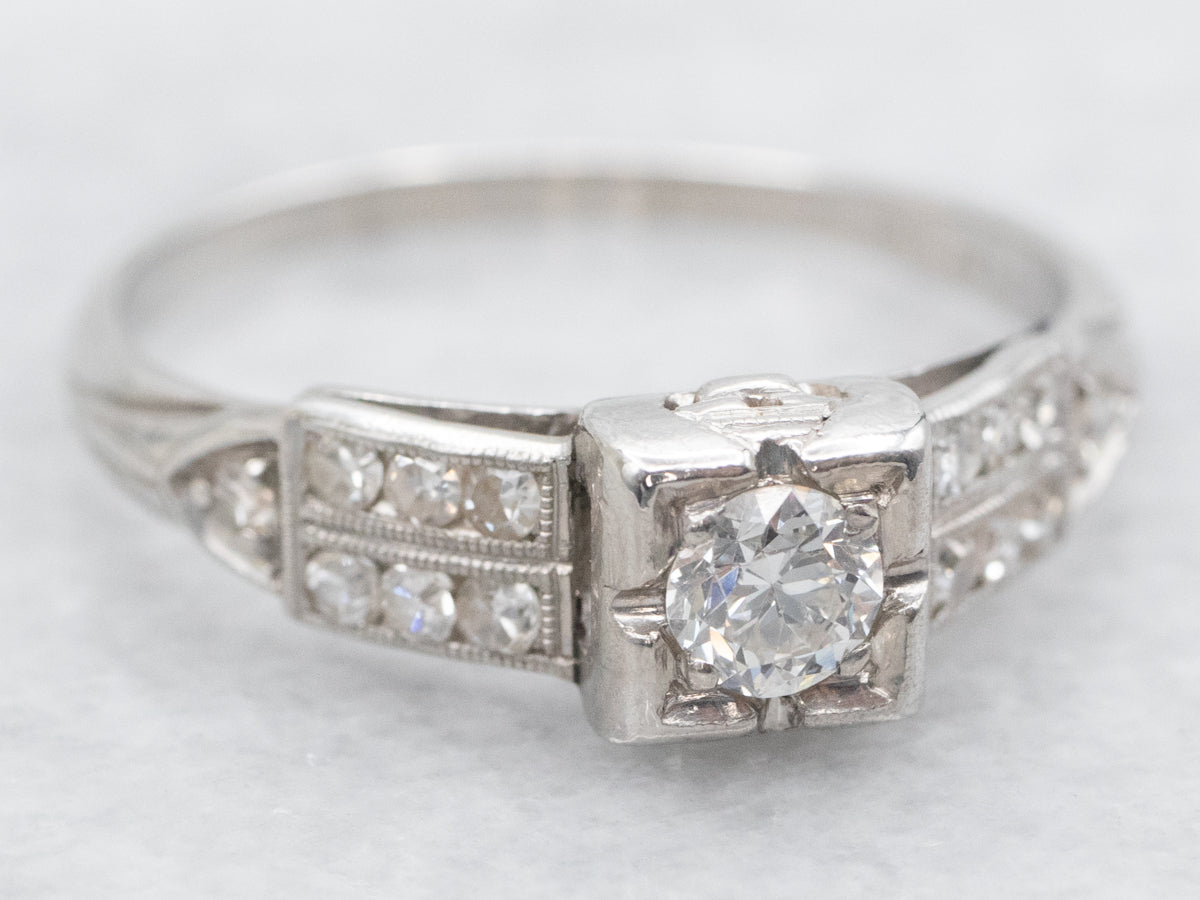 European and Single Cut Diamond Engagement Ring