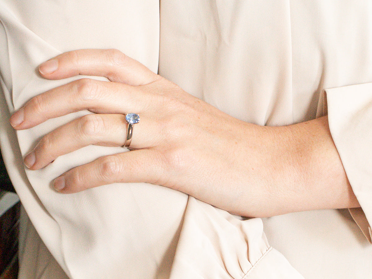 Platinum Sapphire Solitaire Engagement Ring