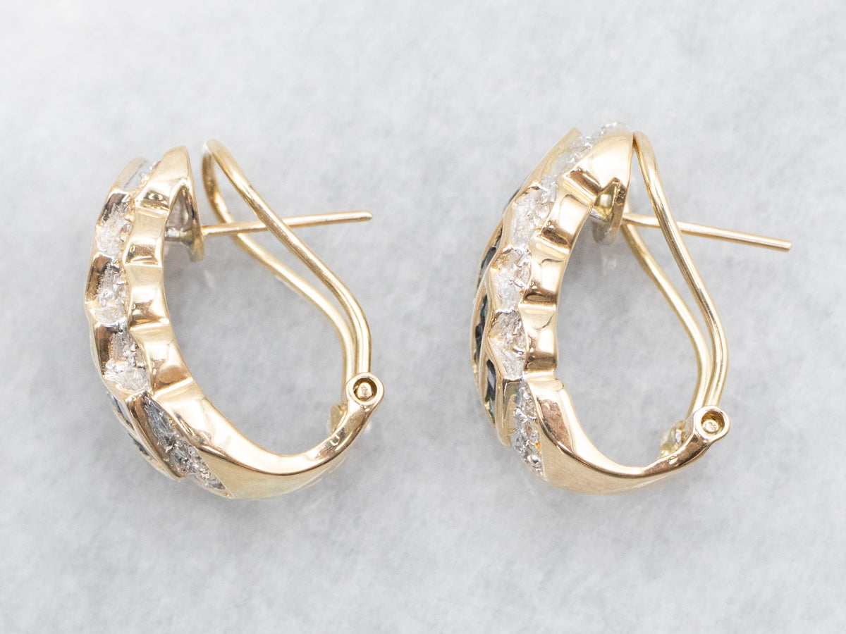 Pendientes colgantes de oro con zafiro y diamantes