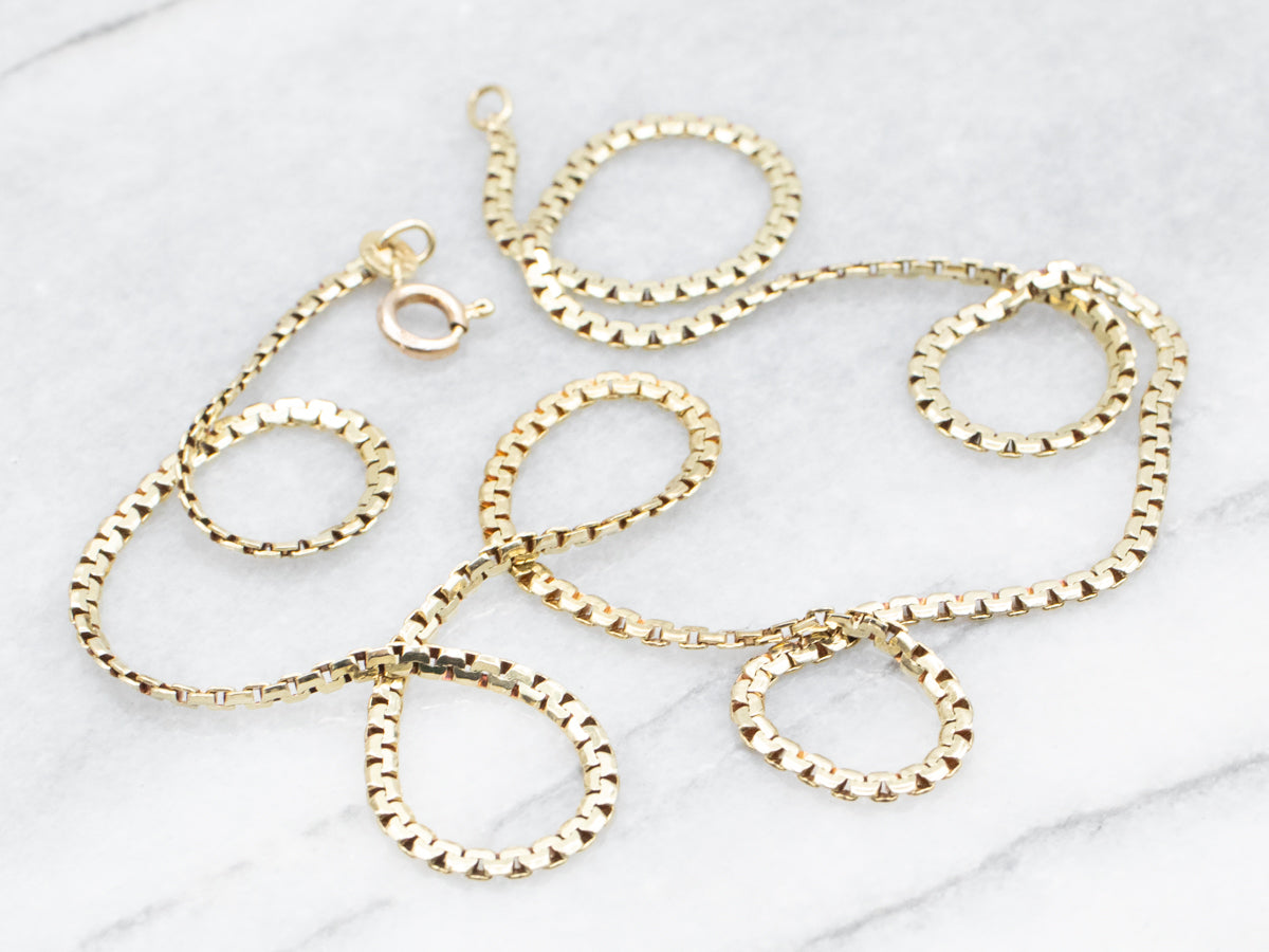 Yellow Gold Boston Link Chain with Spring Ring Clasp