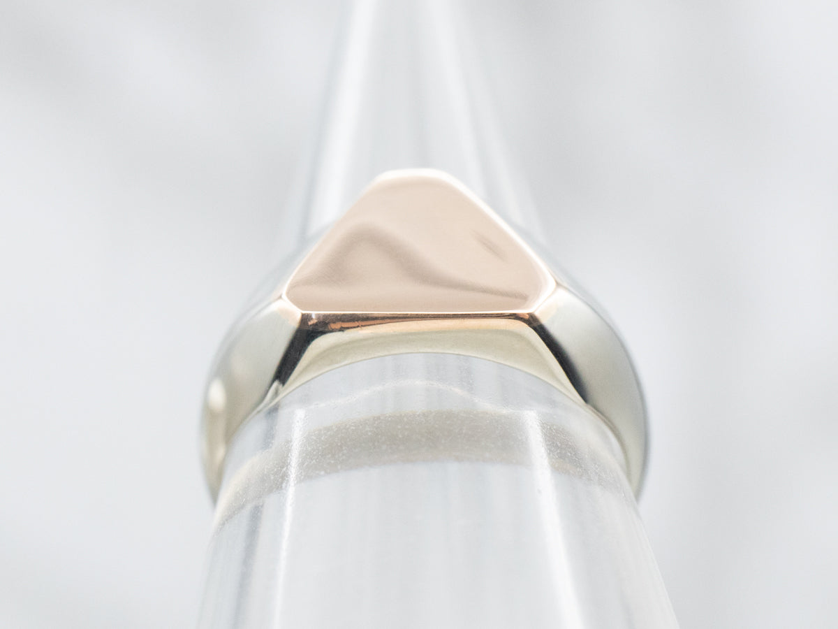 Two Tone Signet Ring with Triangle Top