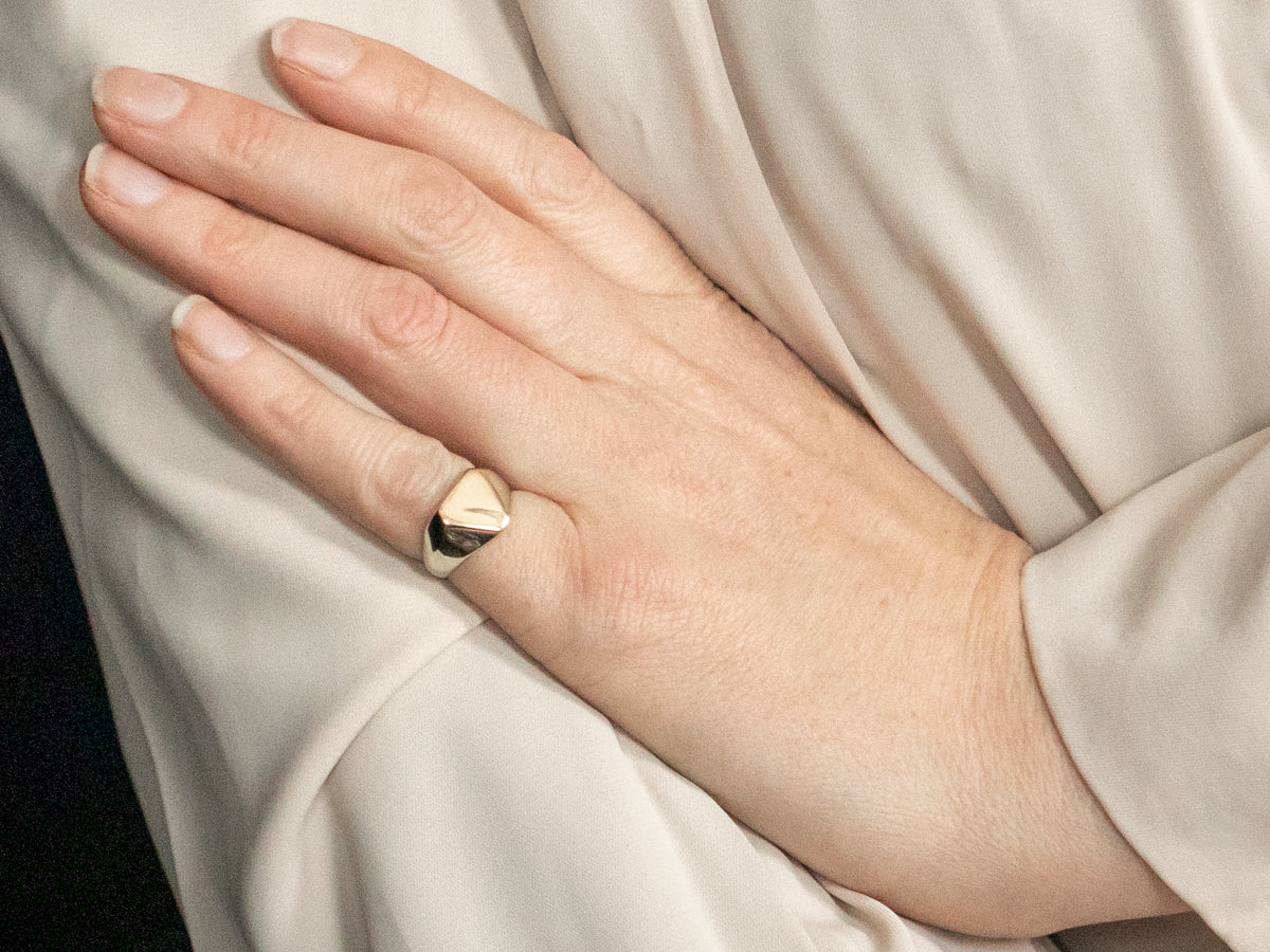 Two Tone Signet Ring with Triangle Top