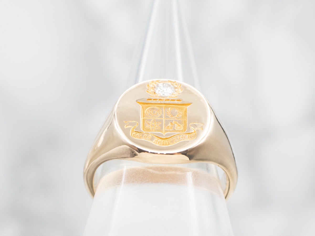 Men's Rare Diamond RCA Color Achievement Gold Signet Ring