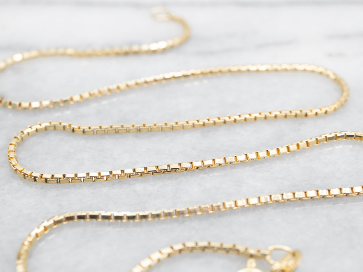 Yellow Gold Box Chain with Spring Ring Clasp