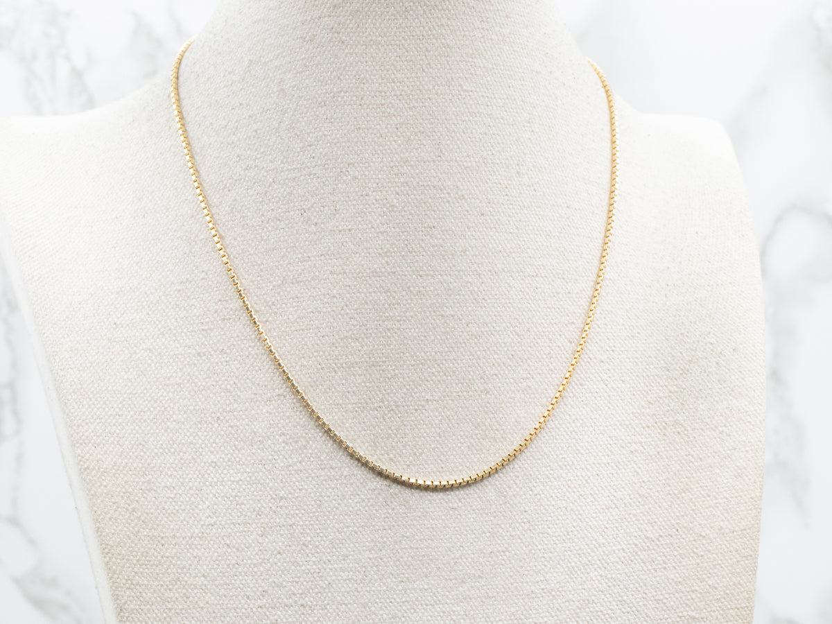 Yellow Gold Box Chain with Spring Ring Clasp