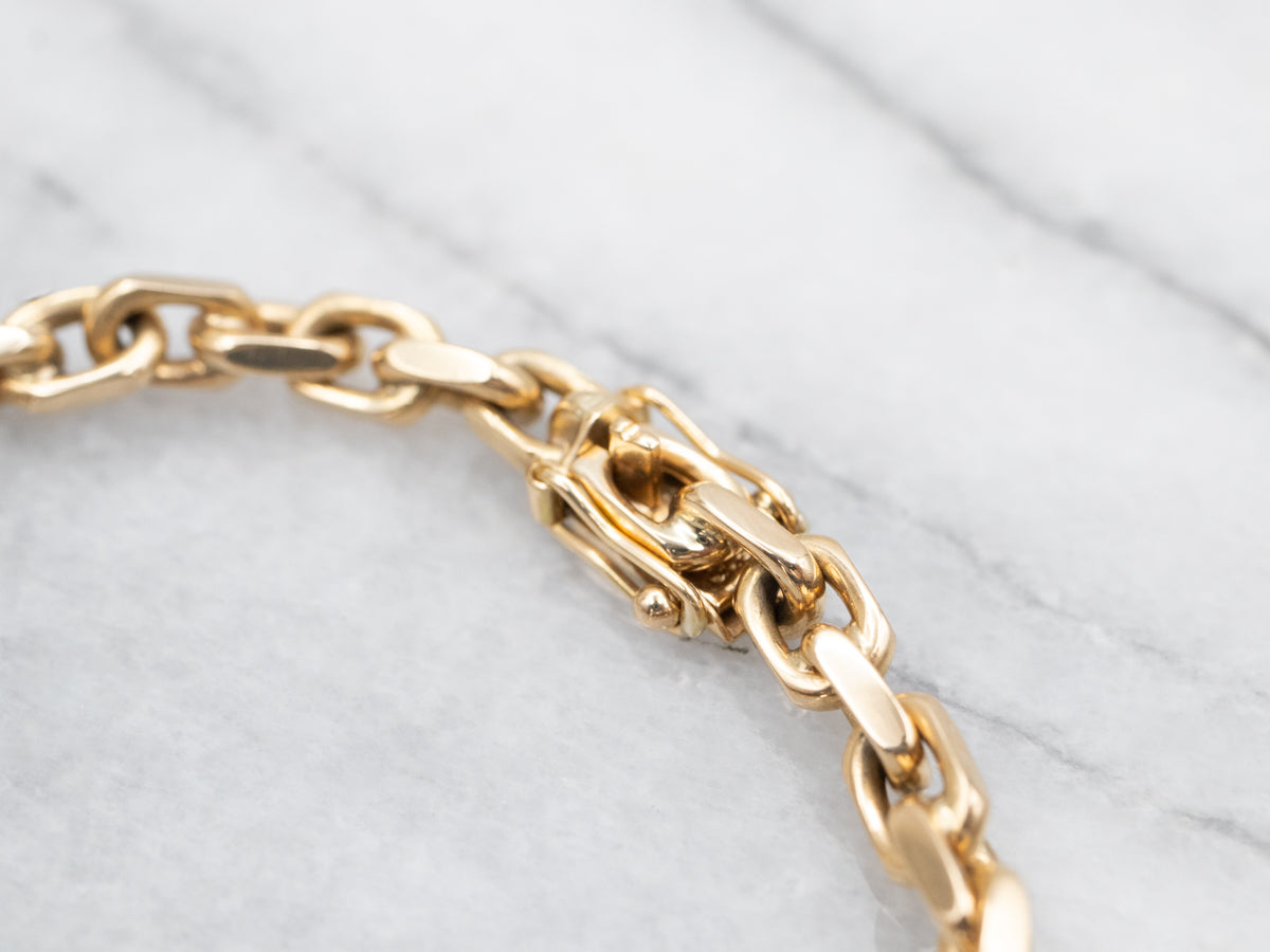 Polished Gold Rectangle Link Bracelet