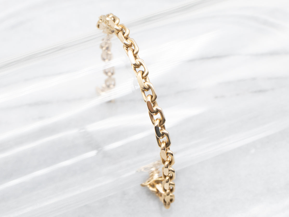 Polished Gold Rectangle Link Bracelet