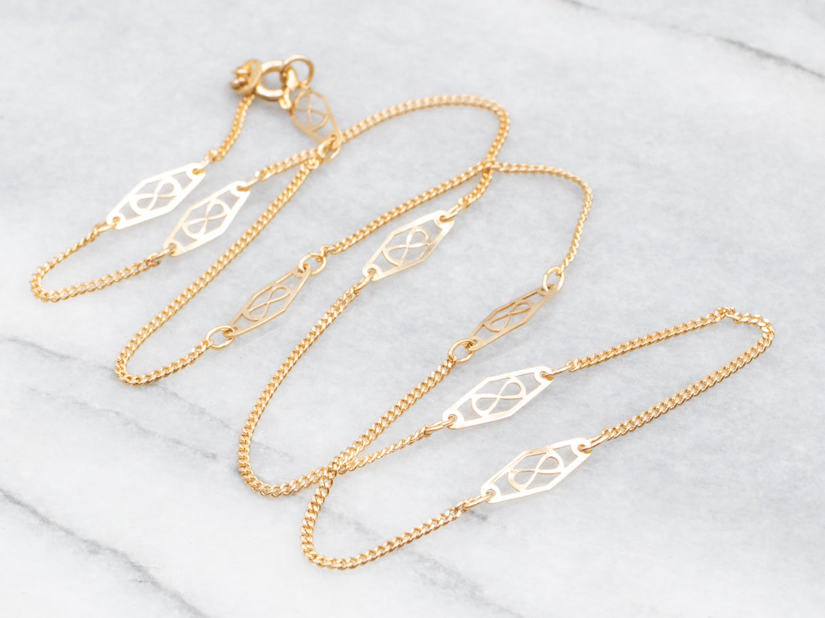 Cadena de estación de eslabones de filigrana con cierre de anillo de resorte