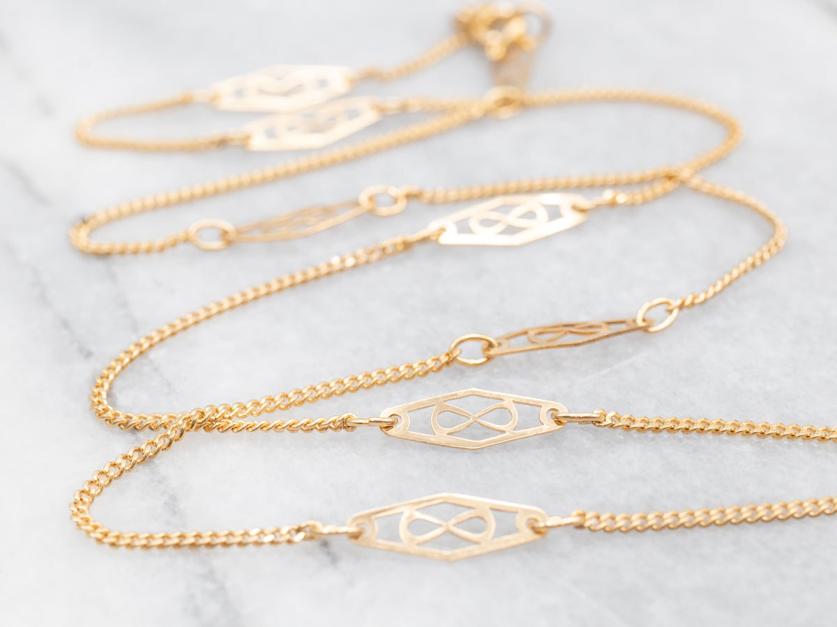 Filigree Link Station Chain with Spring Ring Clasp