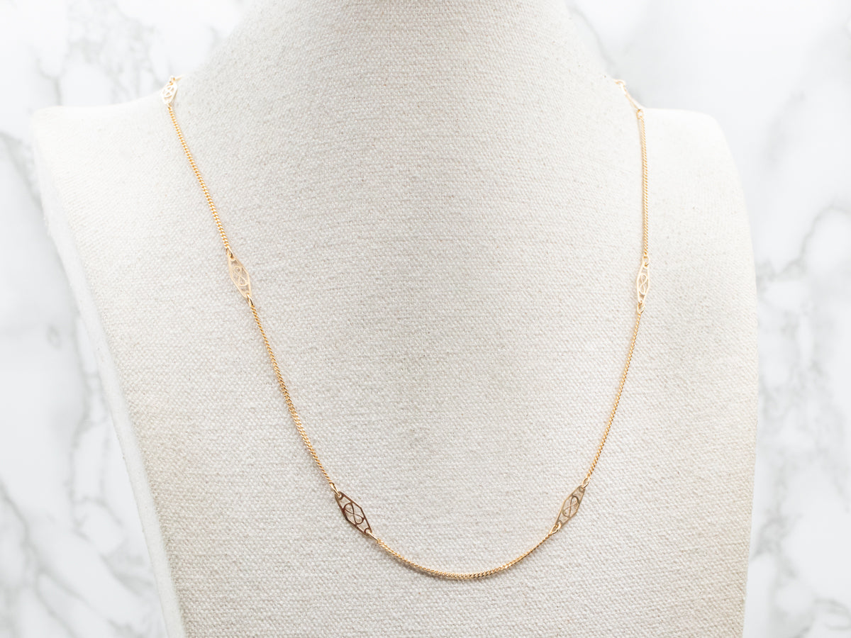 Filigree Link Station Chain with Spring Ring Clasp