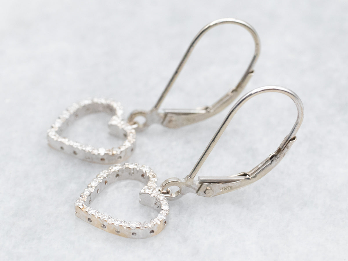 Heart Shaped Diamond Drop Earrings