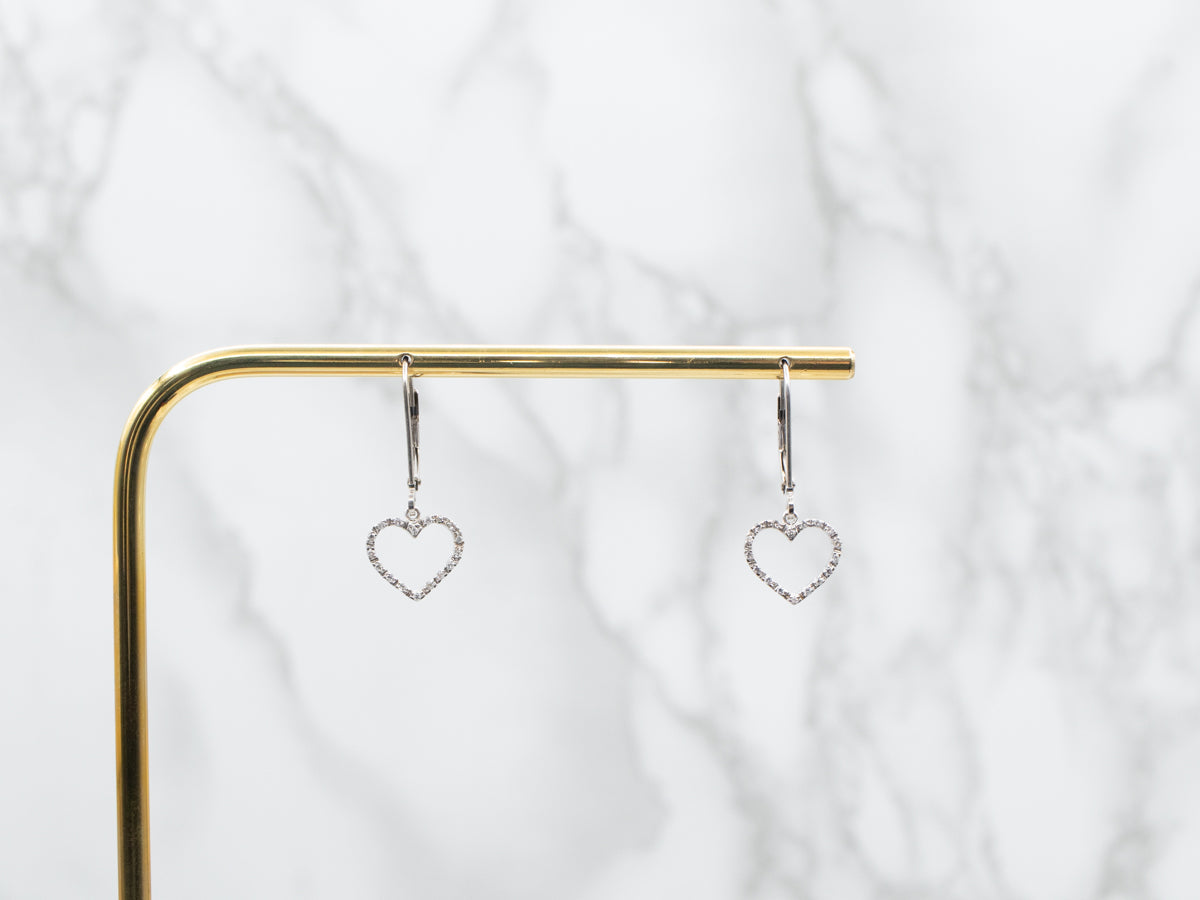 Heart Shaped Diamond Drop Earrings