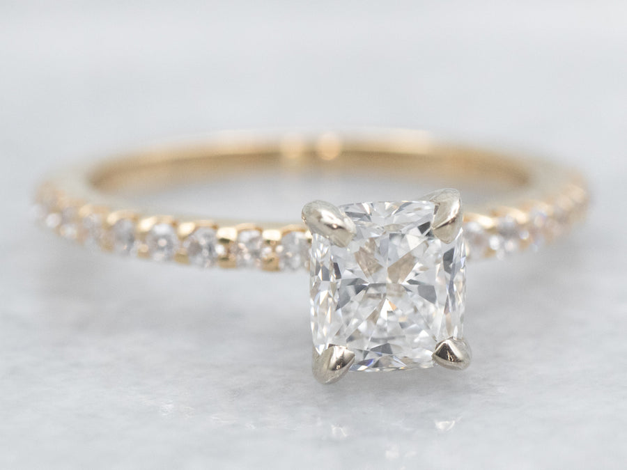 Modern GIA Certified Diamond Engagement Ring with Diamond Accents