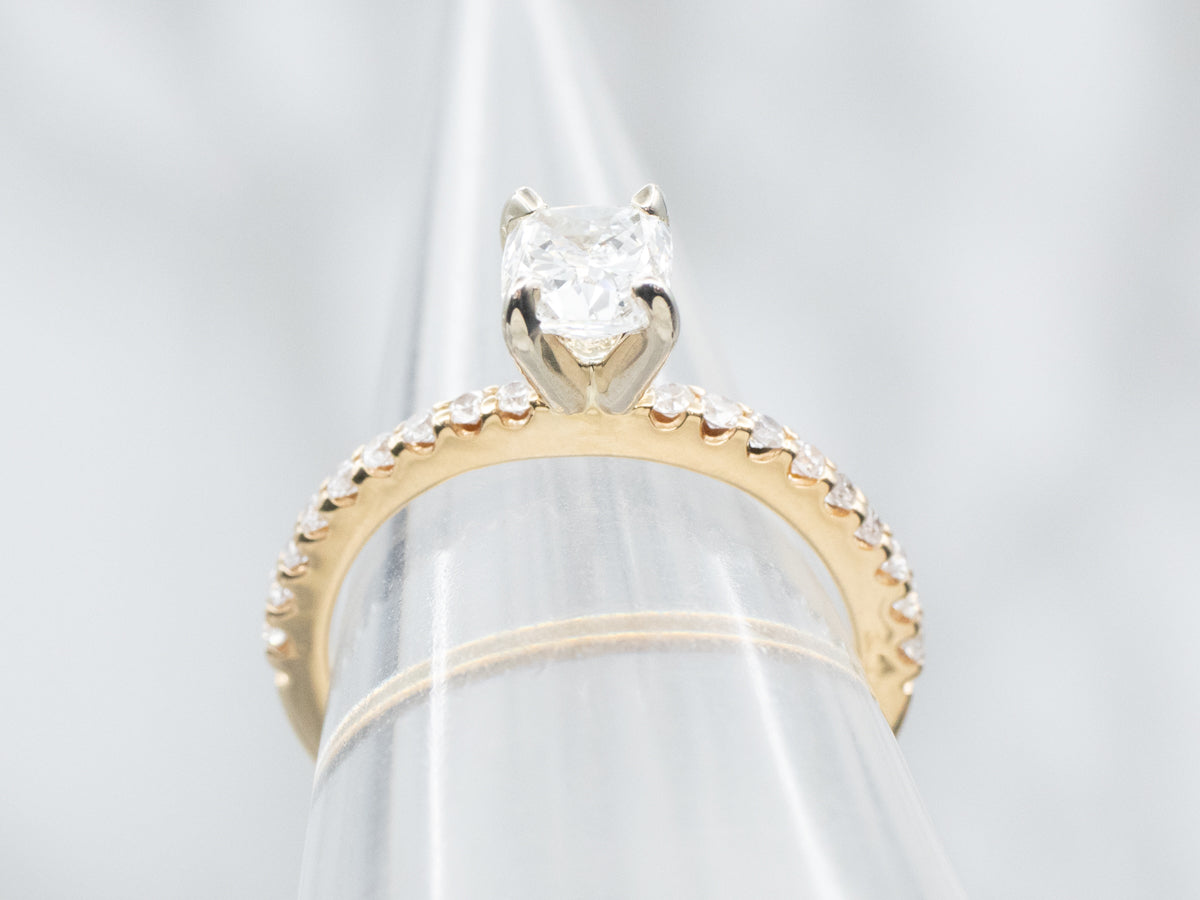 Modern GIA Certified Diamond Engagement Ring with Diamond Accents